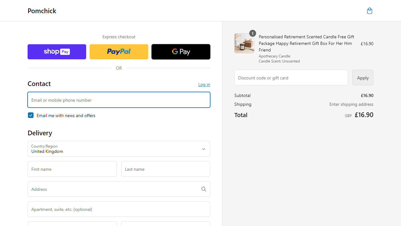 How to apply Pomchick coupon code